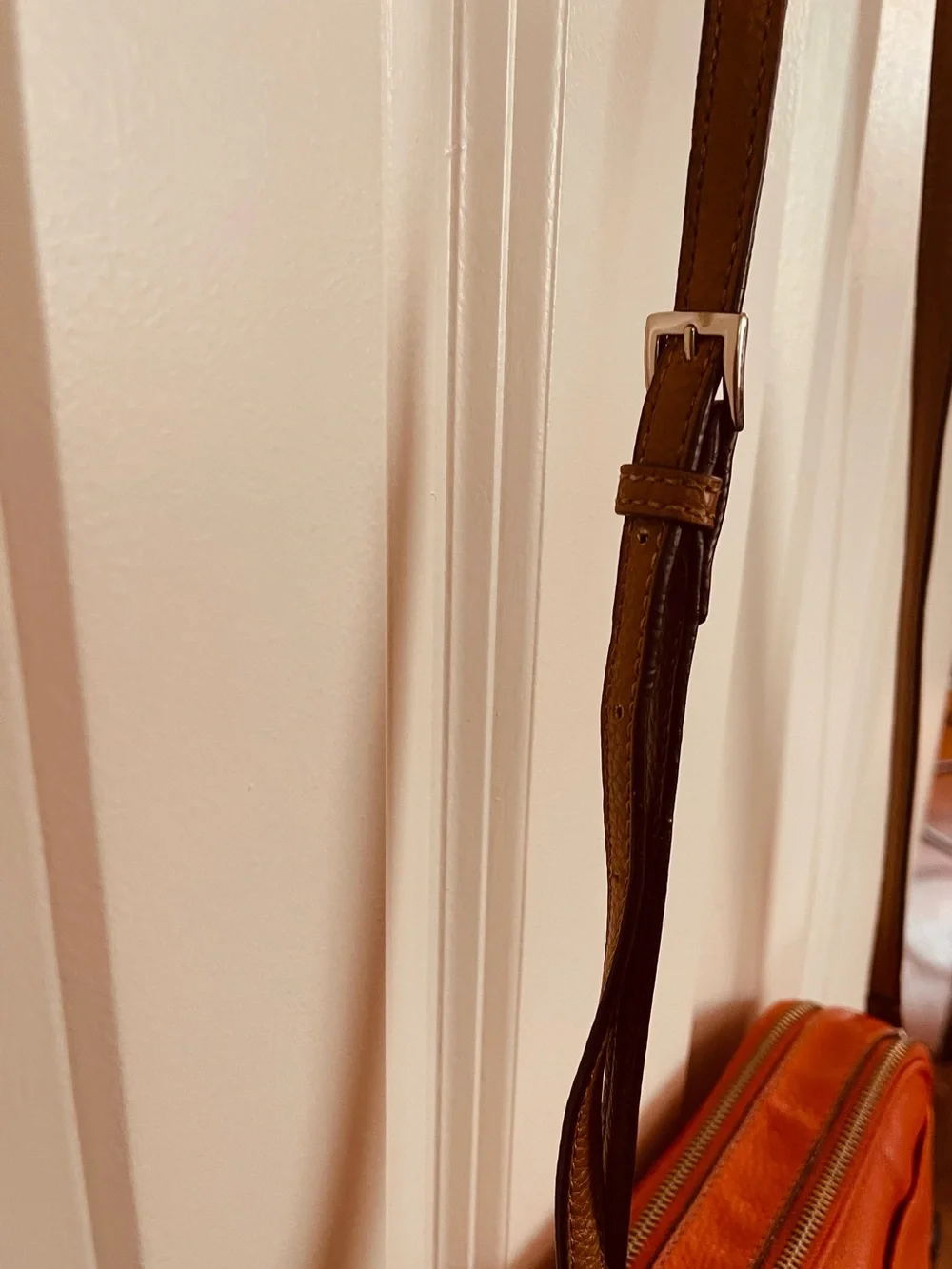 Tignanello Genuine Leather-Two Tone Orange/Fuchsia/Pink Crossbody